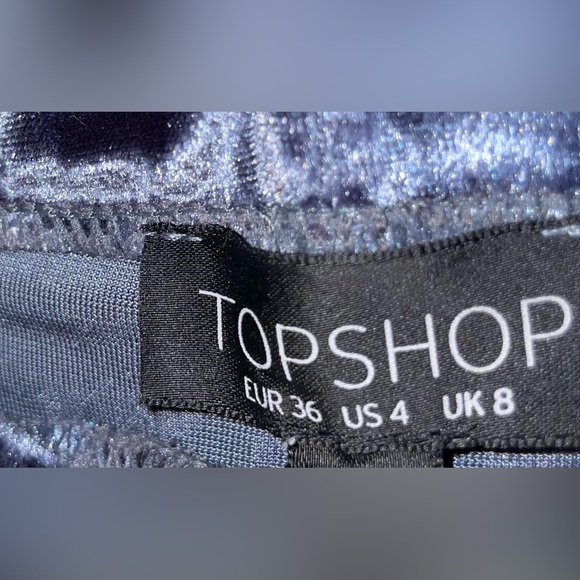 Topshop Crushed Velvet Flare Pants - High Waisted - Size 4 - Picture 4 of 4